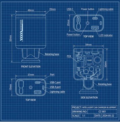 4 in 1 -Retractable Car Charger